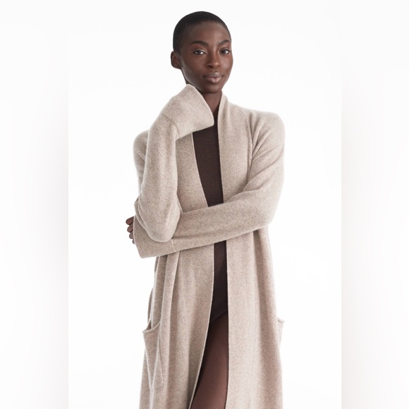 NEW NakedCashmere Chocolate Brown Ynes Tie-Belt 100% Cashmere Belted Robe NWT - Picture 13 of 15